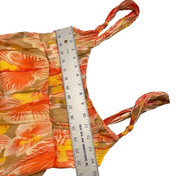 Diane Von Furstenberg Floral Silk Dress Penny Yellow Orange Ruffle Sundress Sz 8 - Picture 3 of 10